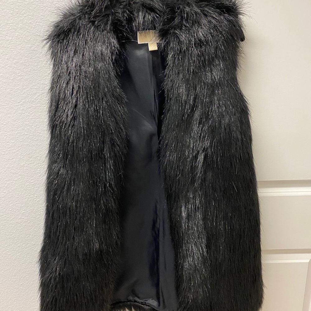 Michael Michael Kors Faux Black Long Fur Vest
